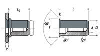 schema technique d'un insert cylindrique borgne tête fraisee