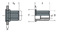 schema technique d'un cylindrique hexagonal tête plate