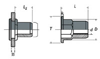 schema technique d'un cylindrique hexagonal tête plate